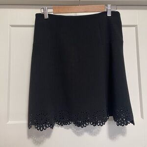 LOFT Black A-Line Skirt with Cut-Out Hem